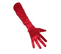 Handschoenen: Satijn rood 48 cm een maat