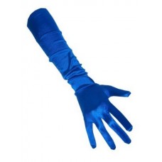 Handschoenen: Satijn blauw 48 cm een maat