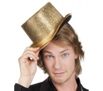 Hoge hoed Glitter Goud een maat (59)