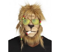 Latex masker: Rasta lion met haar en bril
