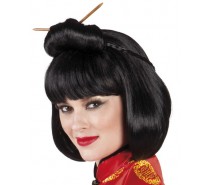 Pruik: Chinese pruik met haarstokjes