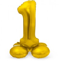 Folieballon met Standaard Cijfer 1 Regenboog, zilver of goud - 81 cm (Lucht)