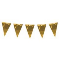 Vlaggenlijn: Metallic reuzen vlaggenlijn goud of Zilver (10 m)