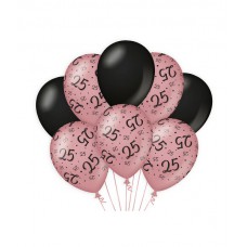 De Rosegold/Black Ballonnen 25 jaar (ook voor helium)