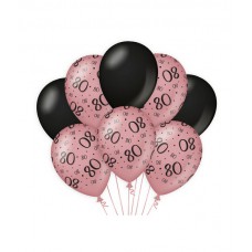 De Rosegold/Black Ballonnen 80 jaar (ook voor helium)