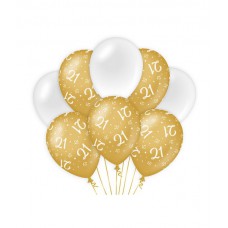 De Gold/White Ballonnen 21 jaar (ook voor helium)