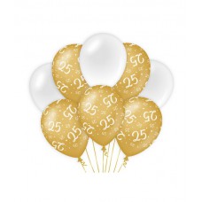 De Gold/White Ballonnen 25 jaar (ook voor helium)