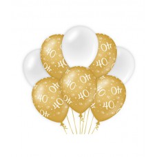 De Gold/White Ballonnen 40 jaar (ook voor helium)