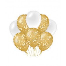 De Gold/White Ballonnen 60 jaar (ook voor helium)
