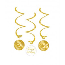 Gold/White Swirl decorations 25 Jaar