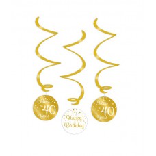 Gold/White Swirl decorations 40 Jaar