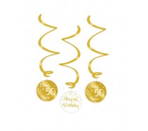 Gold/White Swirl decorations 50 Jaar