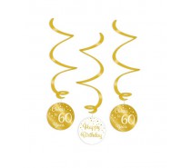 Gold/White Swirl decorations 60 Jaar