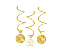 Gold/White Swirl decorations 65 Jaar