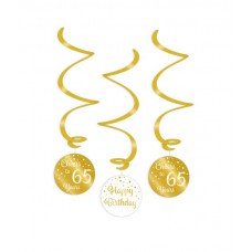 Gold/White Swirl decorations 65 Jaar