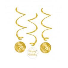 Gold/White Swirl decorations 80 Jaar
