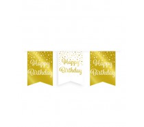 De Gold/White Party Flag banner Happy Birthday